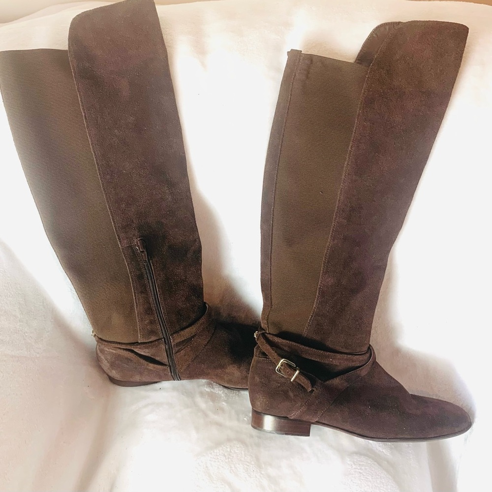 Antonio Melani Women Brown Suede Tall Over the Knee Boots Buckle - Picture 7 of 13